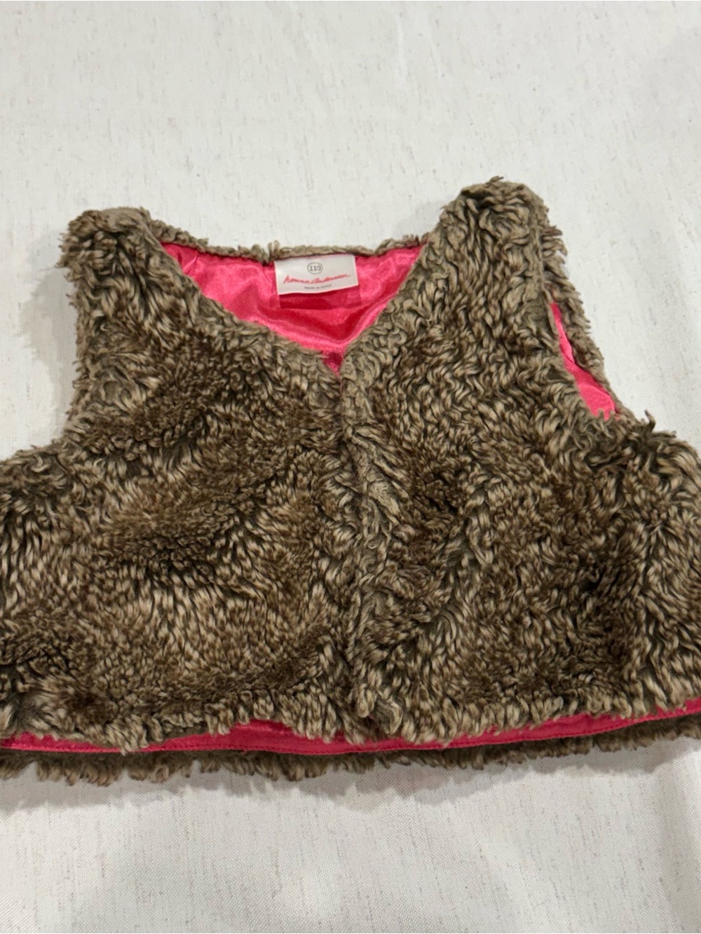 Hanna Andersson Pink Lined Faux Fur Kids Vest 4T/5T